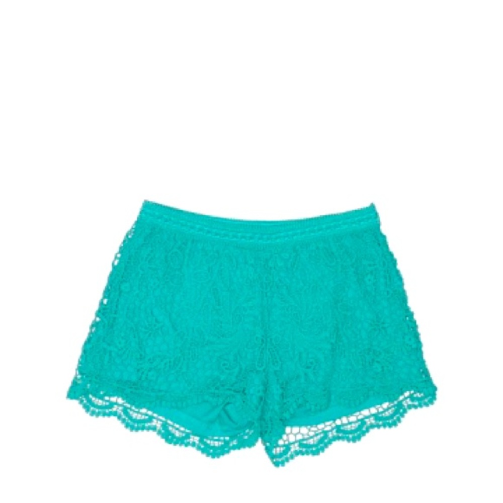 🍒 Mid rise Blue Teal Elastic Lace Shorts